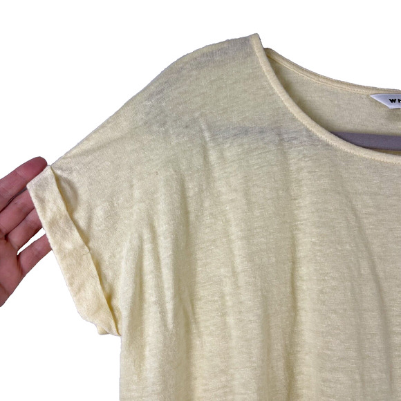 Whistles Top Womens Small Yellow Linen Short Sleeve Tee Casual Basic - Picture 4 of 10